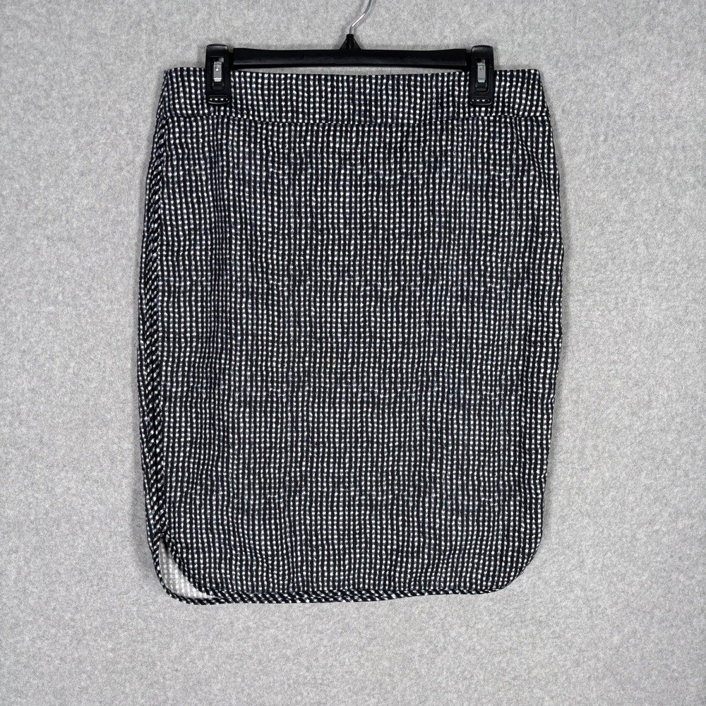 LOFT Pencil Skirt 8 Black White‎ Gingham Textured Stretch Career Office Casual